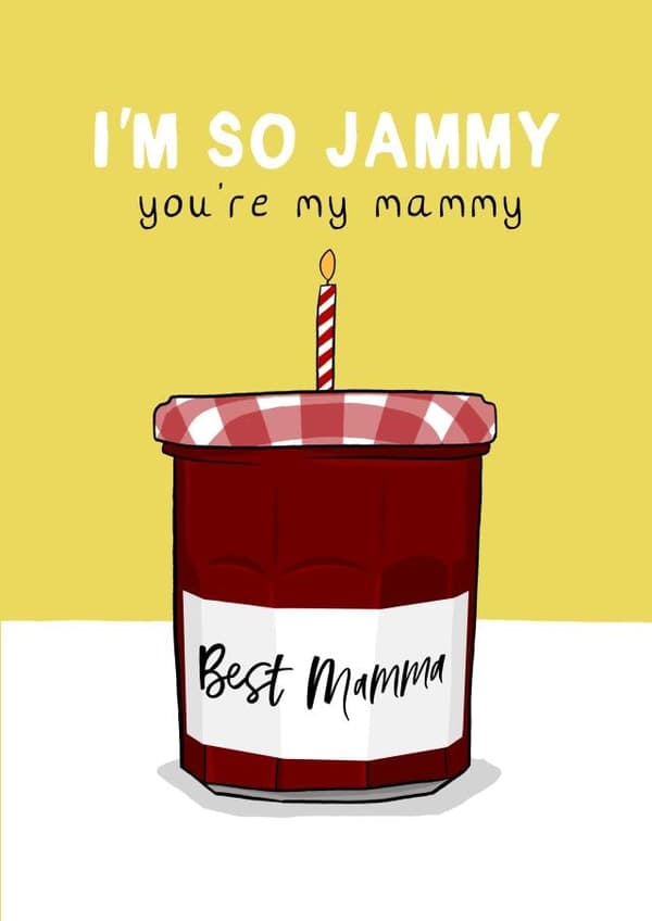 funny, punny birthday card aimed at mom, mamma, the wife