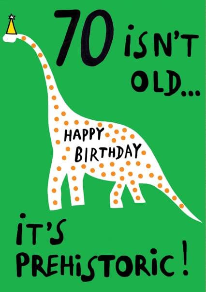 funny, kid friendly birthday card aimed at 70 year olds, adults