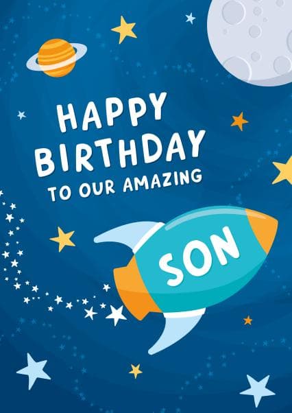 cute birthday card aimed at son, kids