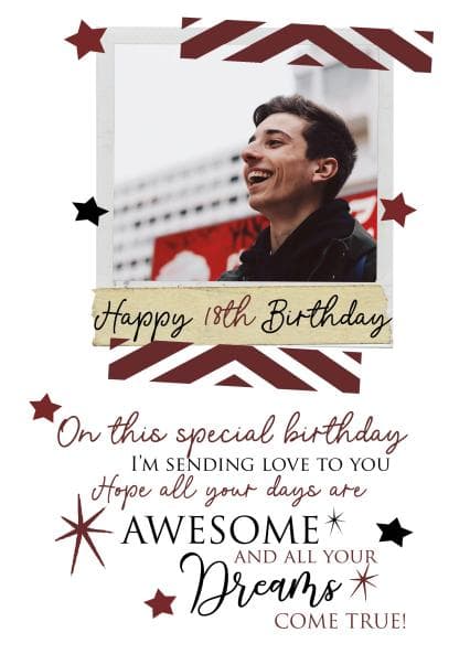 sentimental birthday card aimed at 18 year olds, adult, birthday