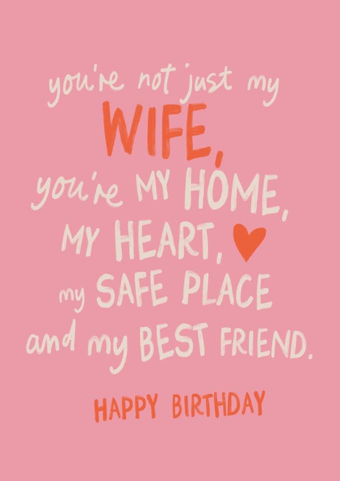 sentimental birthday card aimed at the wife, wives