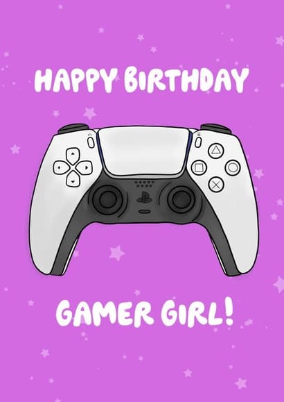 cute birthday card aimed at girls, gamer girl