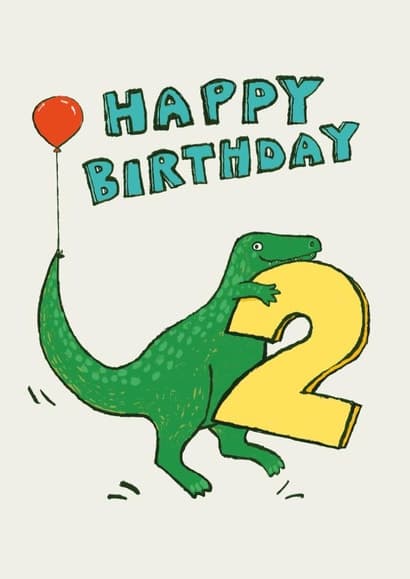 cute, kid friendly birthday card aimed at 2 year olds, children