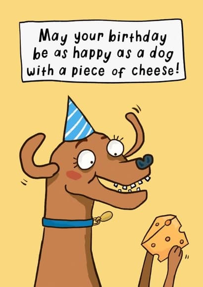 funny, cute birthday card aimed at dog lovers, friends
