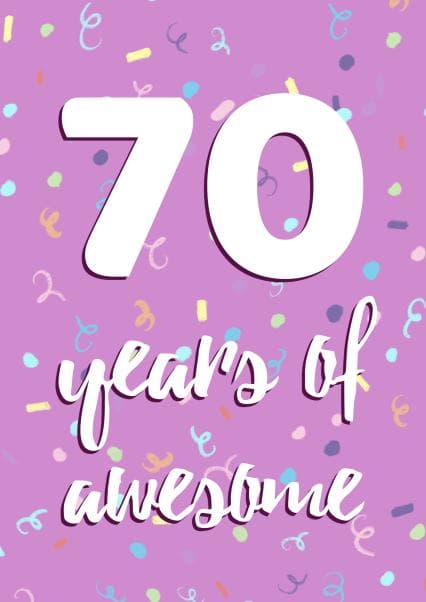 sentimental birthday card aimed at 70 year olds, adults