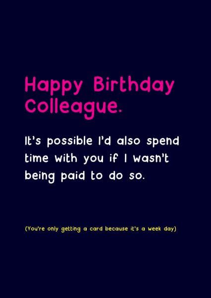 funny, rude birthday card aimed at adults, colleagues