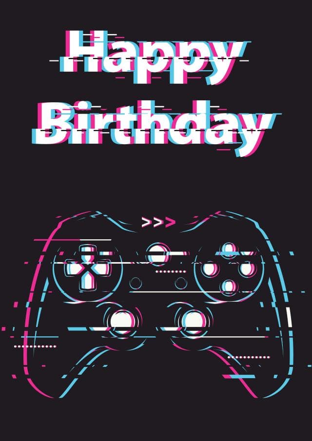 funny birthday card aimed at adult, gamers, friends
