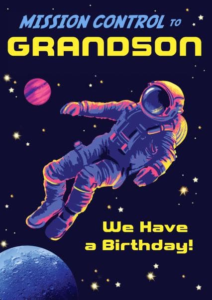 cute birthday card aimed at grandson, children