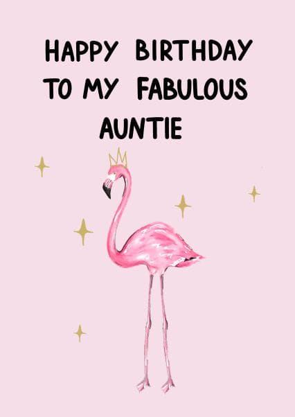 cute birthday card aimed at auntie, aunt, women