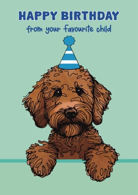 cute, animal birthday card aimed at dog lovers, family