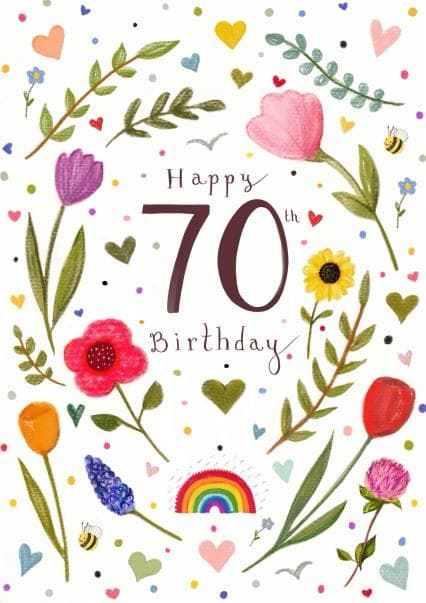 cute birthday card aimed at 70 year olds, older people, adult
