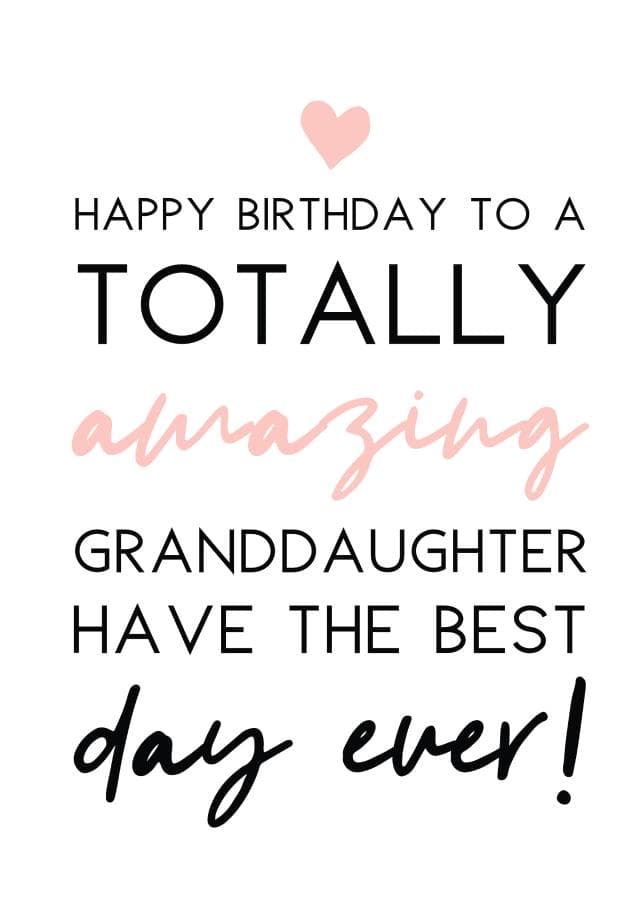 sentimental birthday card aimed at granddaughter, girls, family