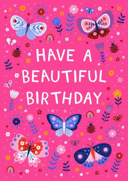 cute birthday card aimed at children, girls