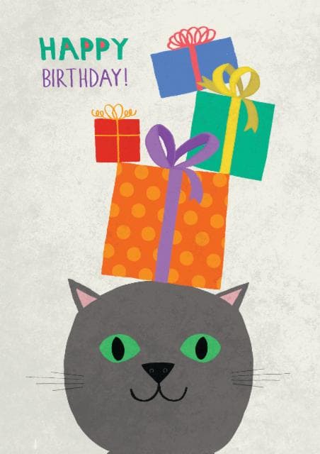 cute, animal birthday card aimed at cat lovers, kids