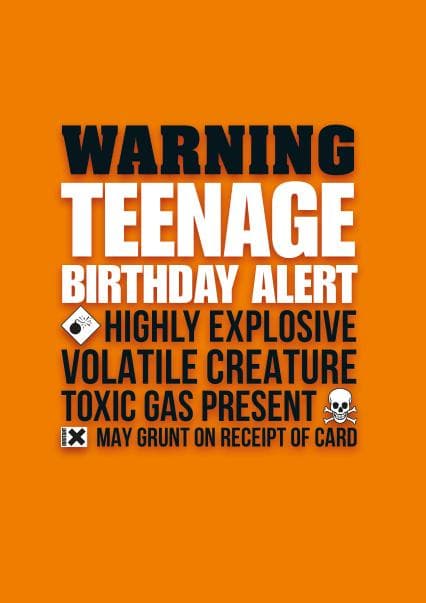 funny birthday card aimed at teenagers