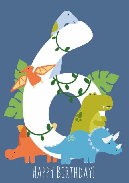 cute, kid friendly birthday card aimed at 6 year olds, children, kids