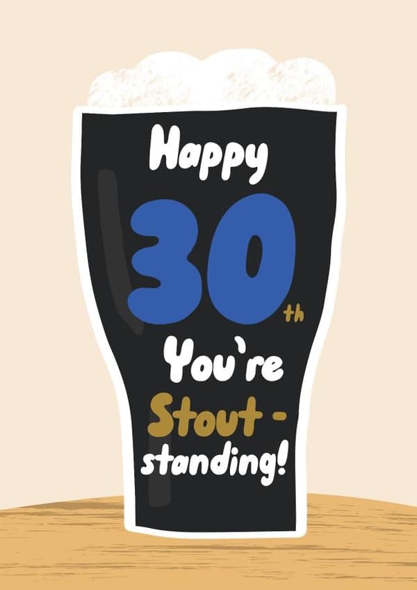 funny birthday card aimed at 30 year olds, adults, men