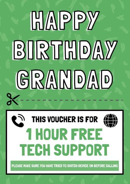 funny birthday card aimed at grandpa, older people
