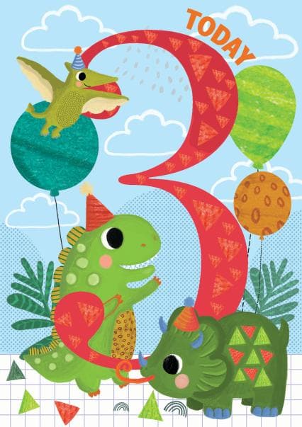 cute birthday card aimed at 3 year olds, kids
