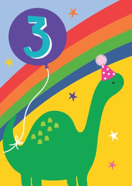 cute, kid friendly birthday card aimed at 3 year olds, children