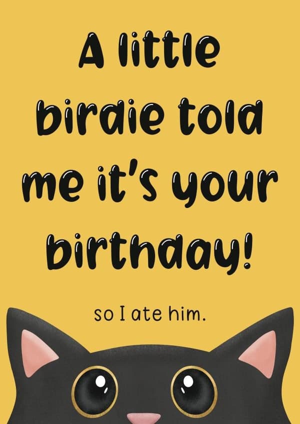 punny birthday card aimed at cat lovers, adult