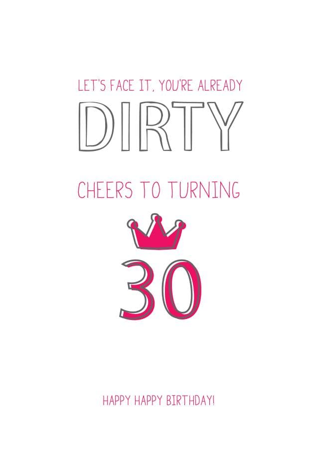 rude birthday card aimed at 30 year olds, adult