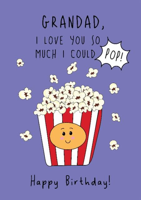 punny, cute birthday card aimed at grandad, family, birthday
