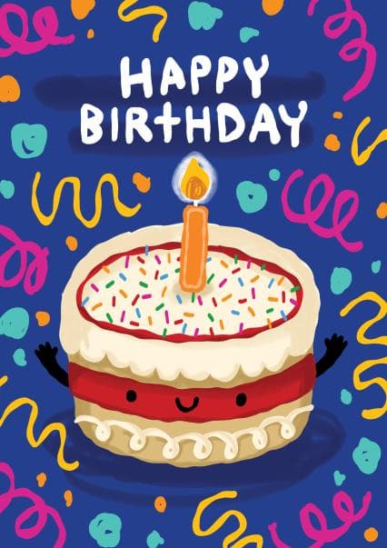cute, kid friendly birthday card aimed at 1 year olds, 3 year olds, 5 year olds, 6 year olds, 7 year olds, kids