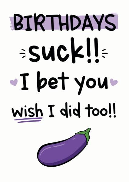 rude birthday card aimed at adult, friends, women