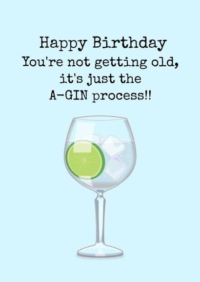 funny, punny birthday card aimed at 30 year olds, 40 year olds, adult, friends