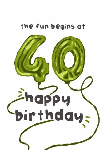 funny birthday card aimed at 40 year olds, adults
