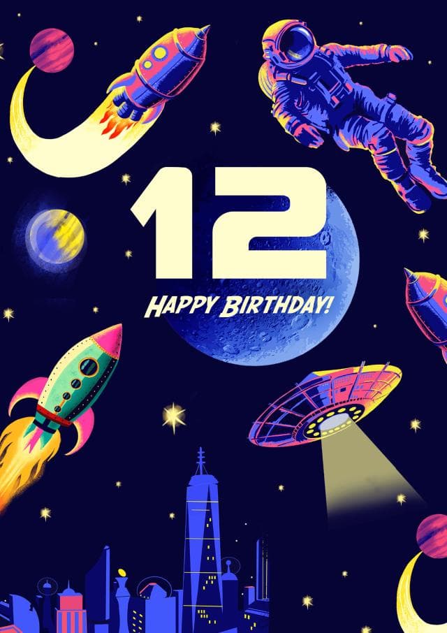 kid friendly, cheesy birthday card aimed at 12 year olds, children