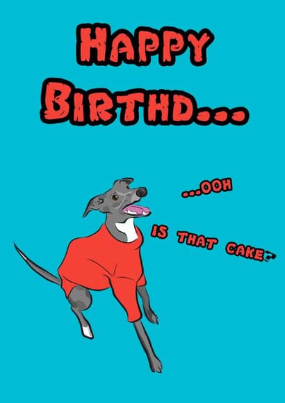 funny, cute birthday card aimed at dog lovers, friends