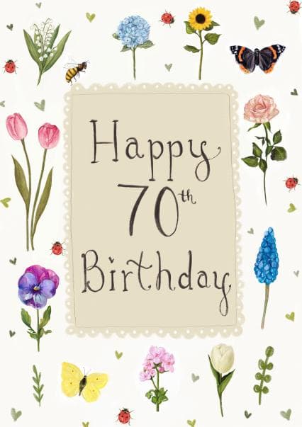 sentimental birthday card aimed at 70 year olds, family