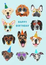 cute, animal birthday card aimed at dog lovers, friends