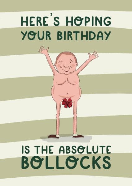 funny, rude birthday card aimed at adult, men