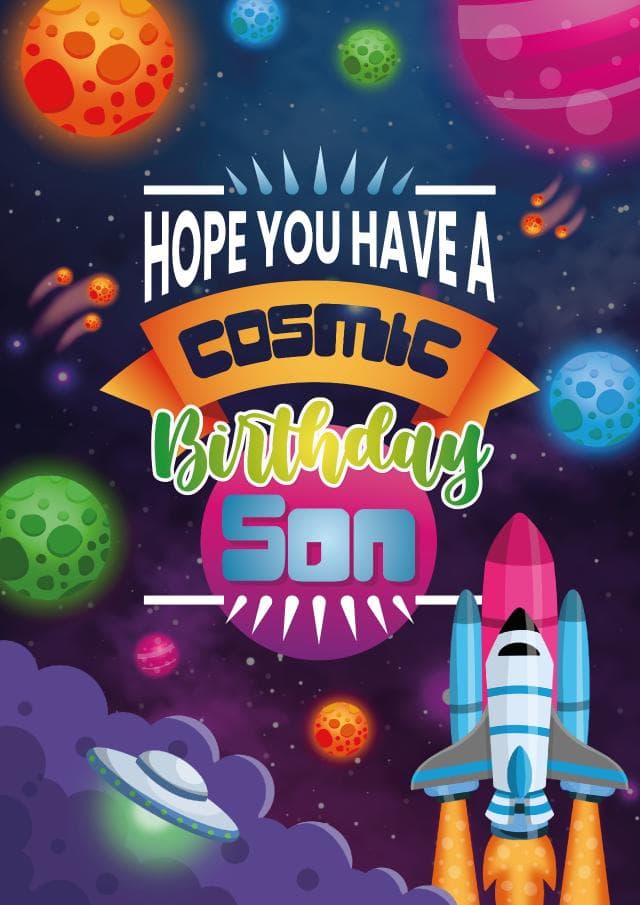 funny, cute birthday card aimed at son, kids