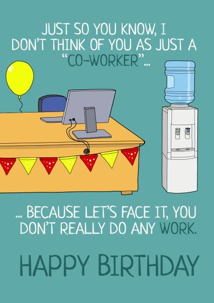 funny birthday card aimed at adult, co-workers