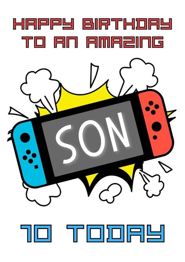 funny, kid friendly birthday card aimed at son, 10 year olds