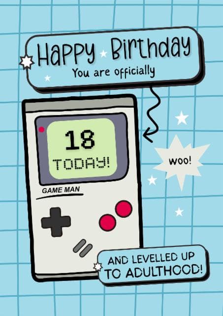 funny, cheesy birthday card aimed at 18 year olds, adults