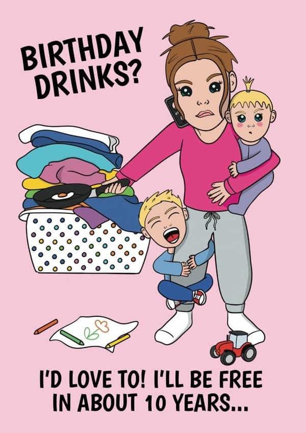 funny birthday card aimed at mama, mothers, women