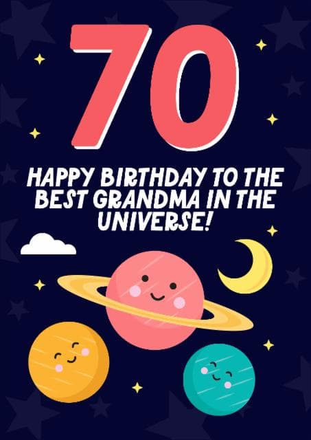 cute birthday card aimed at 70 year olds, grandma