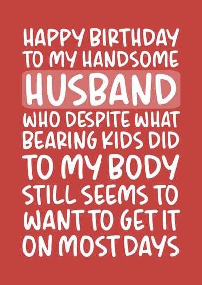 funny birthday card aimed at husband, wives