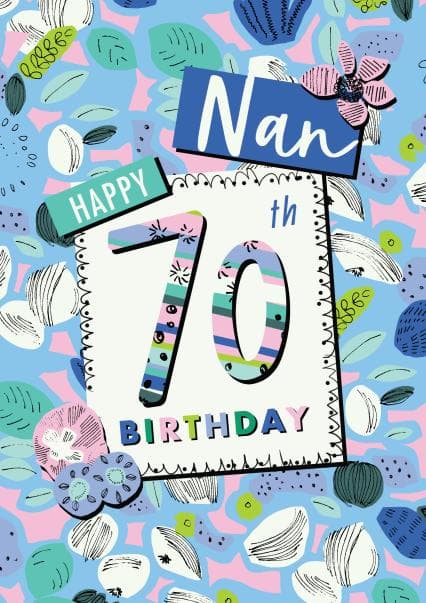 cheesy, sentimental birthday card aimed at 70 year olds, nan