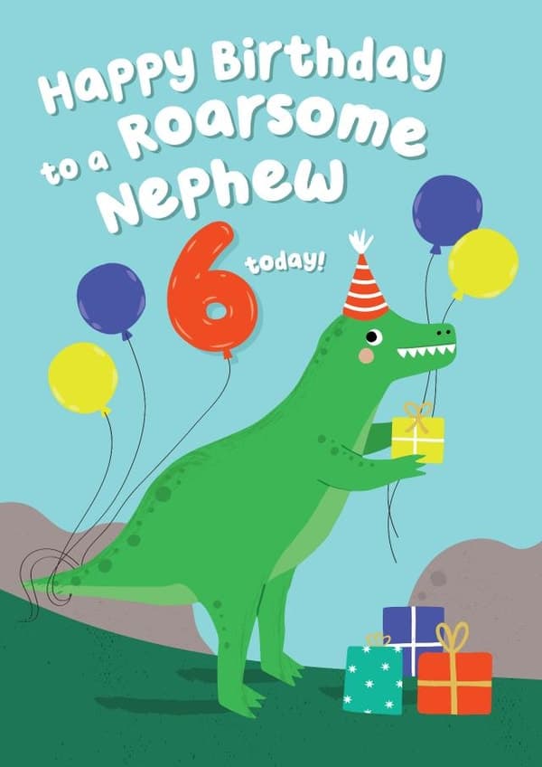 cute, kid friendly birthday card aimed at 6 year olds, nephew