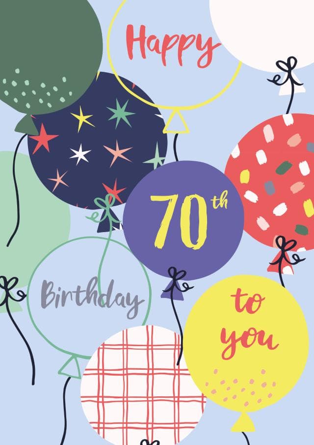 cheesy birthday card aimed at 70 year olds, adults
