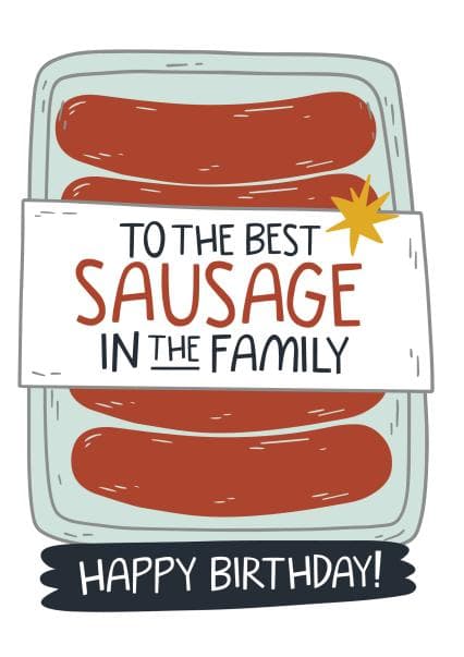 funny, food birthday card aimed at family, dad, brother, uncle, husband