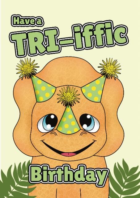 cute birthday card aimed at kids, 3 year olds, 4 year olds, animal lovers