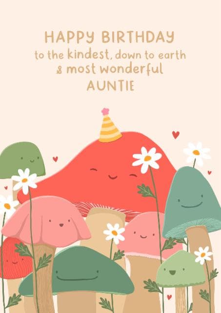 cute birthday card aimed at aunt, auntie, family