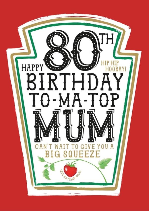 funny birthday card aimed at 80 year olds, mum